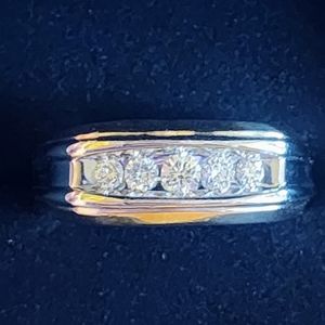Men's, two-tone, 5 Diamond band